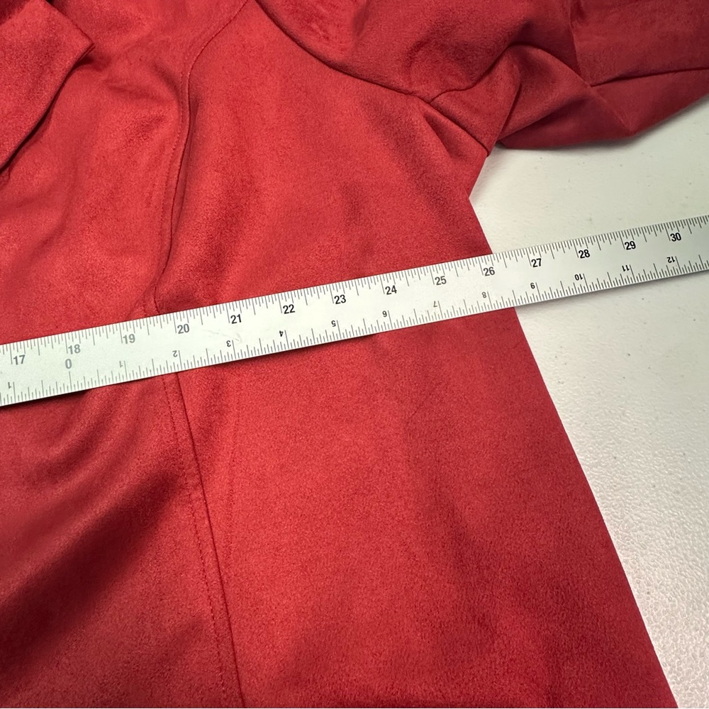 Isaac Mizrahi Vibrant Red Faux Suede Blazer - Picture 2 of 9